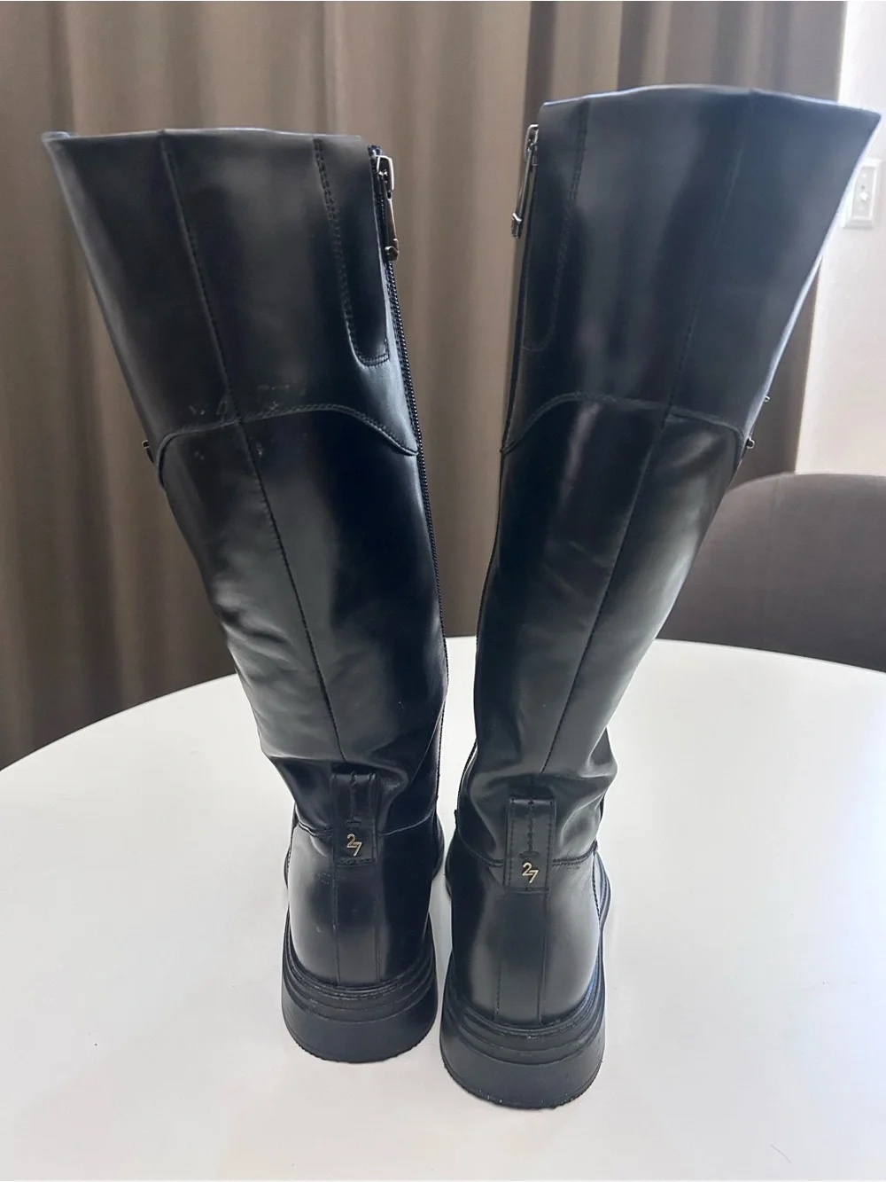 Naturalizer Black Leather Riding Boots with Gold Accent, EUC
